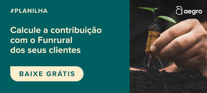 Planilha de cálculo do funrural ao fundo uma foto com uma mão segurando moedas